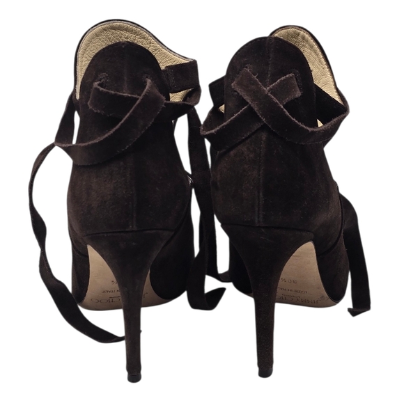 Jimmy Choo Marina Chocolate Brown Suede Stiletto Heel Cutout Bootie Heels 8.5 US - Picture 11 of 16